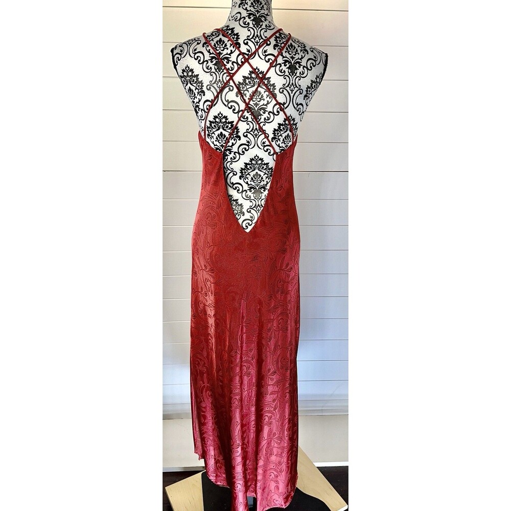 VTG Natori Slip Dress & Kimono Set Red Y2K Floral WhimsyGoth* Tiny Flaw Womens S